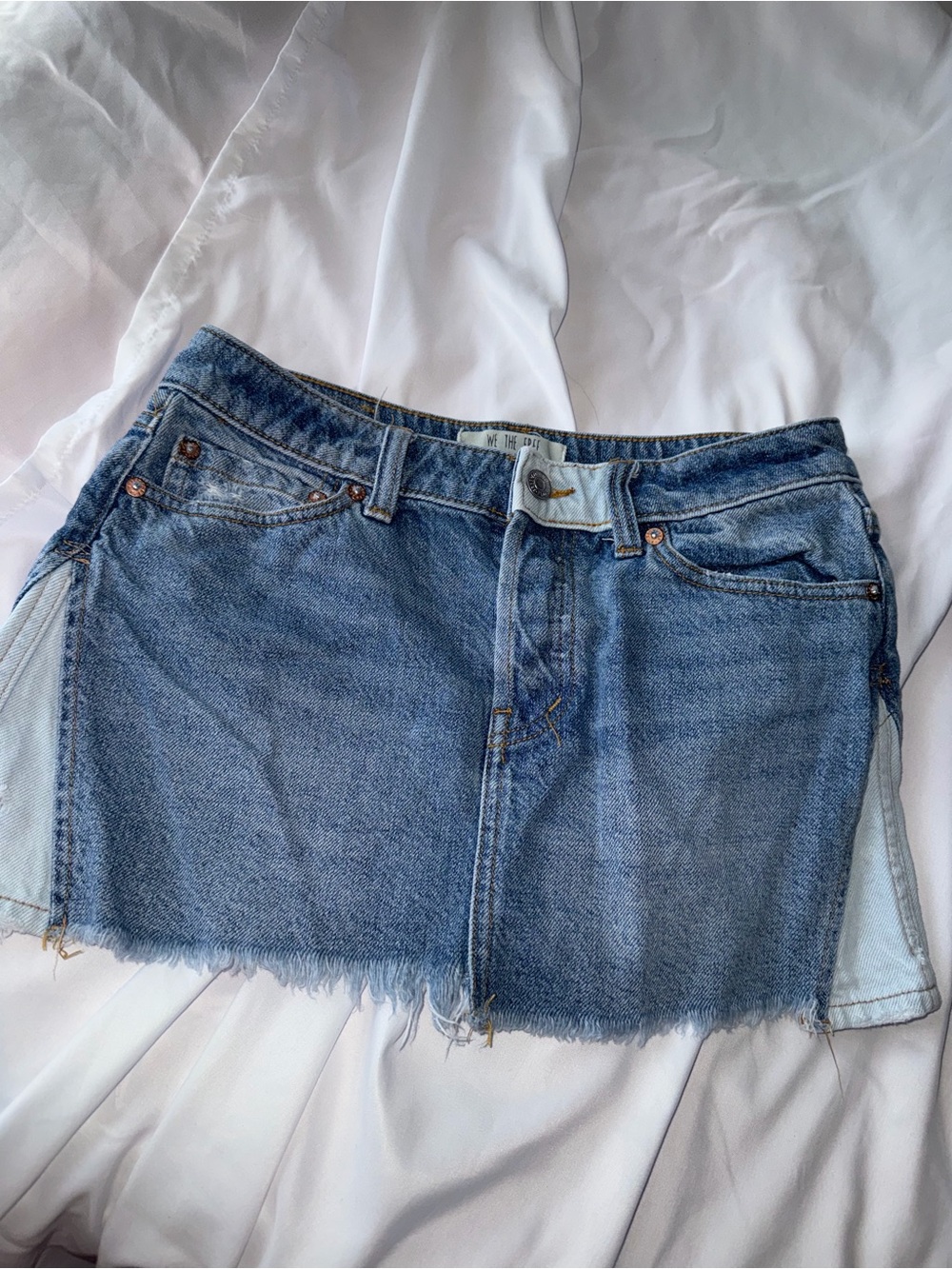 We The Free Denim Mini Skirt in Light Blue Wash